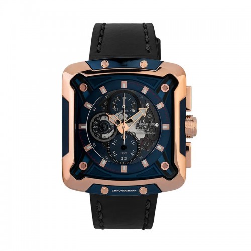 Alexandre Christie AC 3039 Rosegold Blue Black Leather MCLURBU